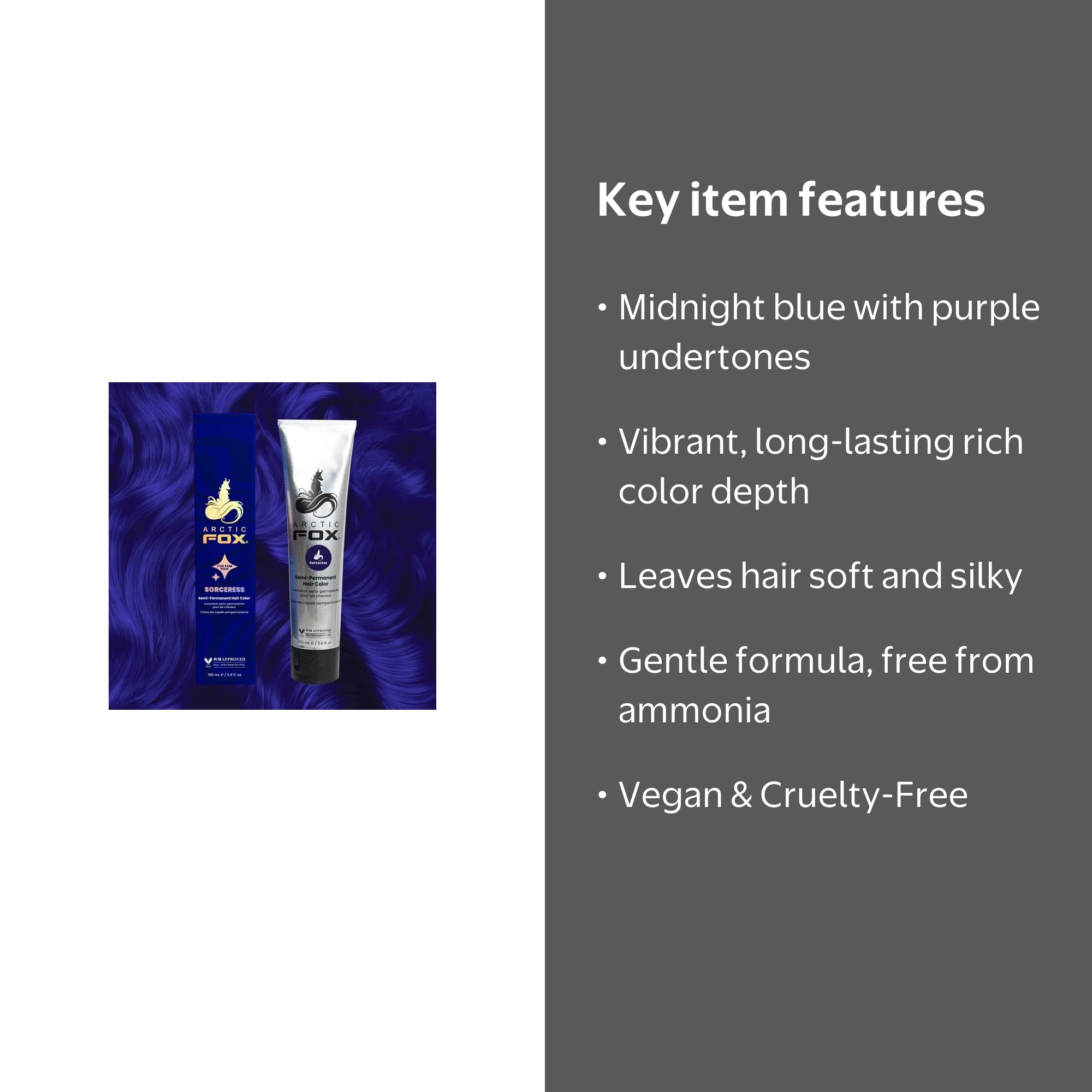 Arctic Fox, Hair Dye, Midnight Blue Purple Semi-Permanent, Vegan