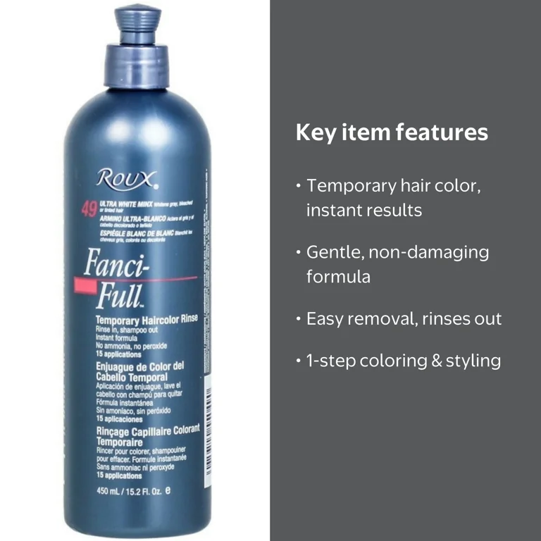 Roux, Temporary Hair Color Rinse, 15.2 oz, Ultra White Minx