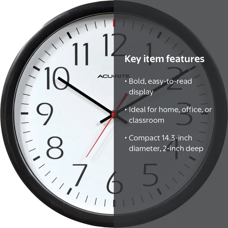 Timex Set and Forget Wall Clock 46004T - Analog Quartz, 14-Inch