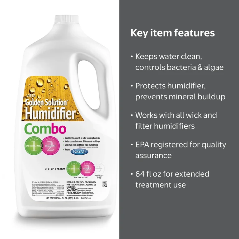 BestAir® 246 Golden Solutions Humidifier Bacteriostatic & Water Treatment Combo, 64 fl oz