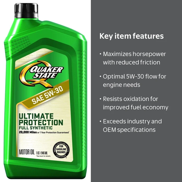 Quaker State Ultimate Protection Full Synthetic 5W-30 Motor Oil, 1