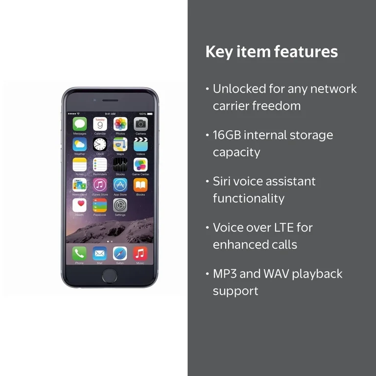 Apple iPhone 6 16GB, Space Gray, Unlocked GSM, Larger Design