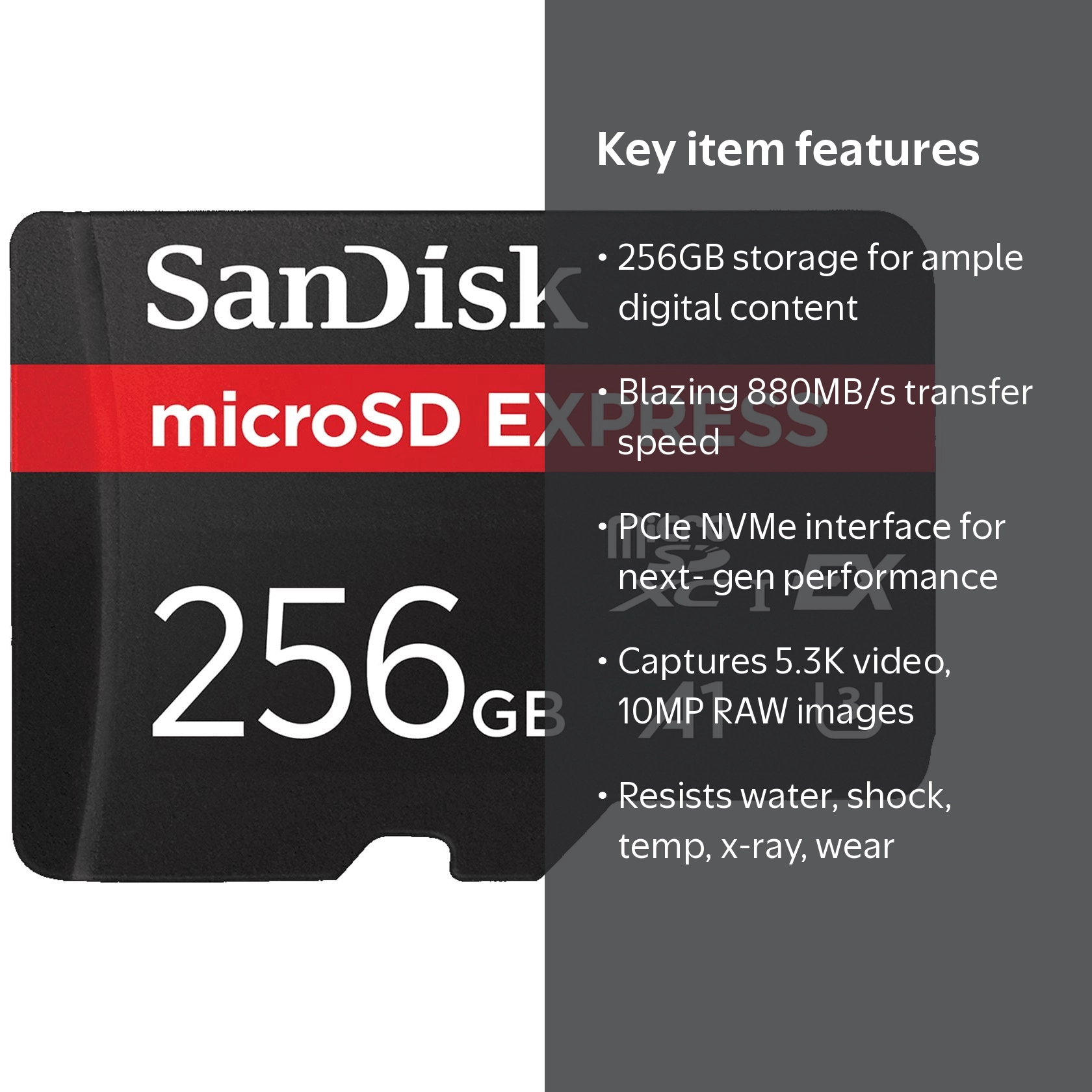 SanDisk, microSD Express Card, 256GB, PCIe NVMe Performance