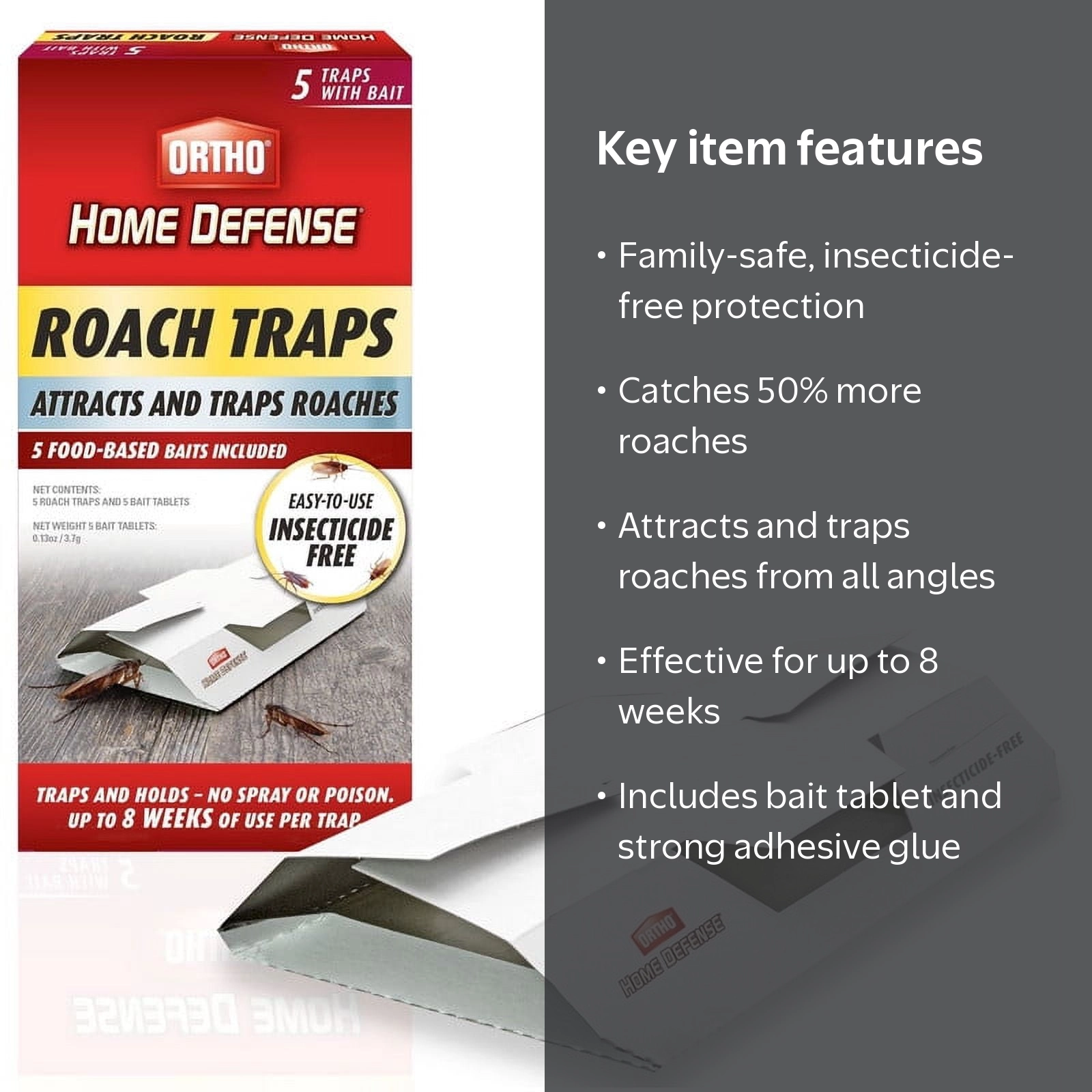 Ortho Home Defense Roach Trap with Bait Tablets, 30 Total Traps