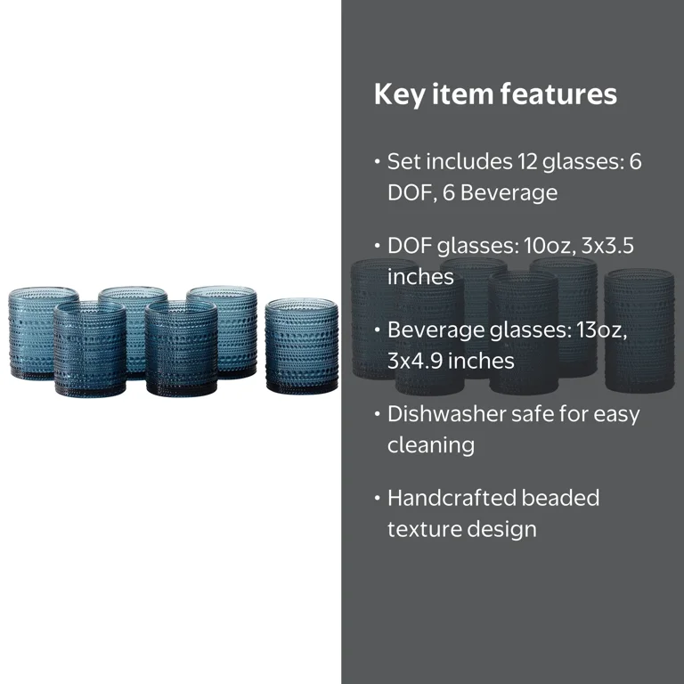 Jupiter by Fortessa DOF and Beverage Glass, Set of 12 - Walmart.com