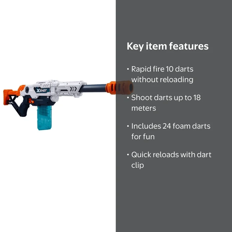 X-Shot Excel Max Attack Blaster with 24 Darts: Rapid Fire, Clip