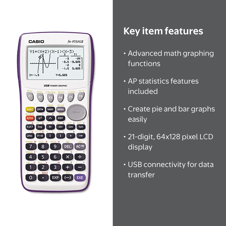 Casio 9750GII Graphing Calculator, 21-Digit LCD, USB Connectivity