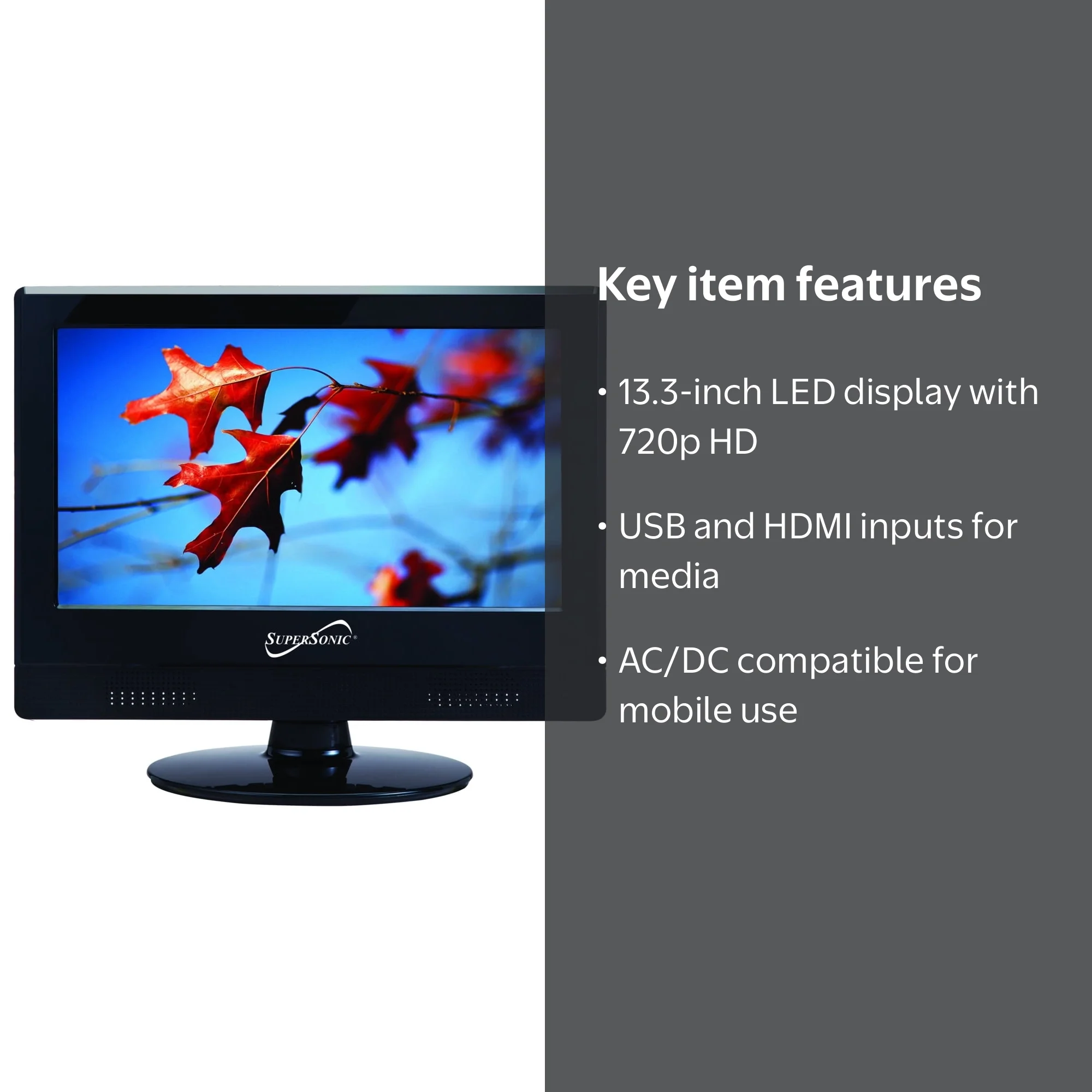 SuperSonic SC-1311 13.3-Inch 1080p LED Flat Screen TV with Built