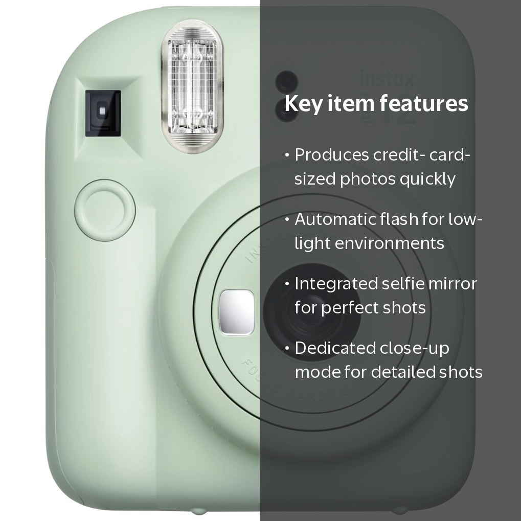 Fujifilm Instax Mini 12 Instant Film Camera in Mint Green with