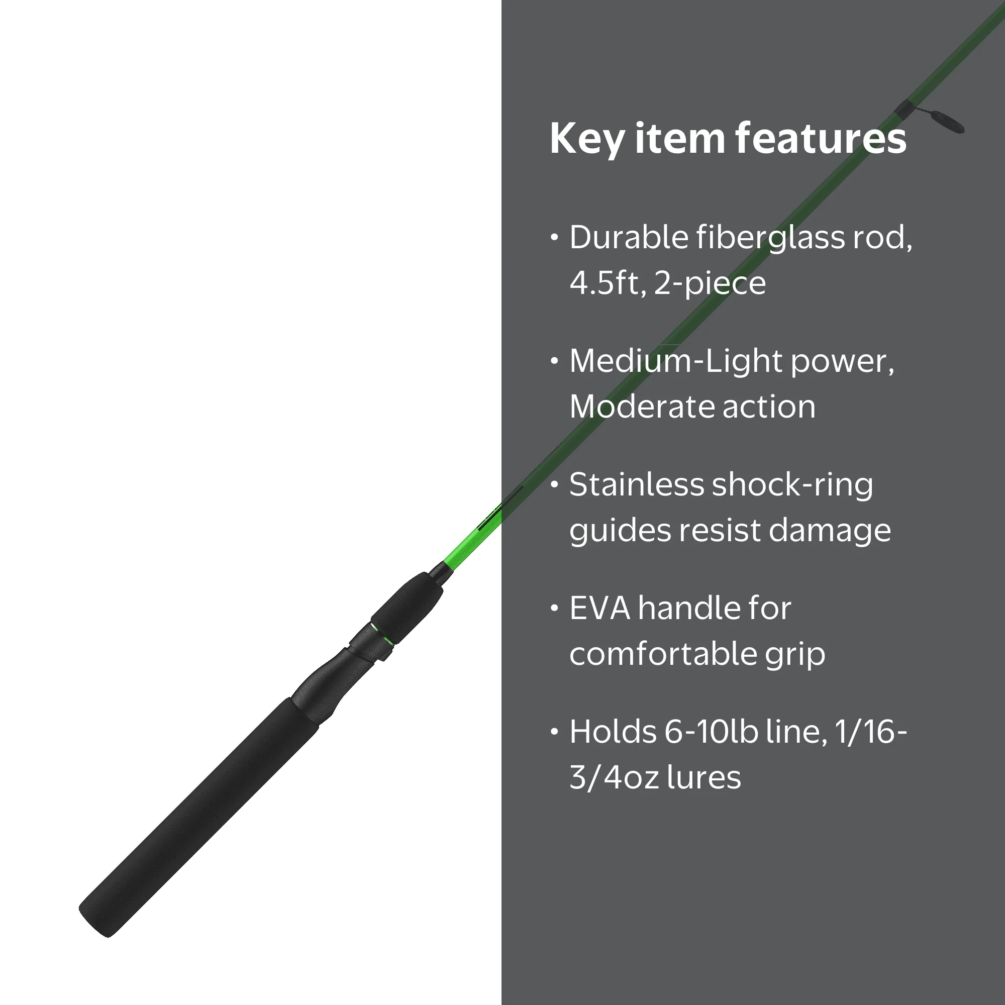 Zebco Hotcast Fiberglass Spinning Fishing Rod, 4-foot 6-inch 2