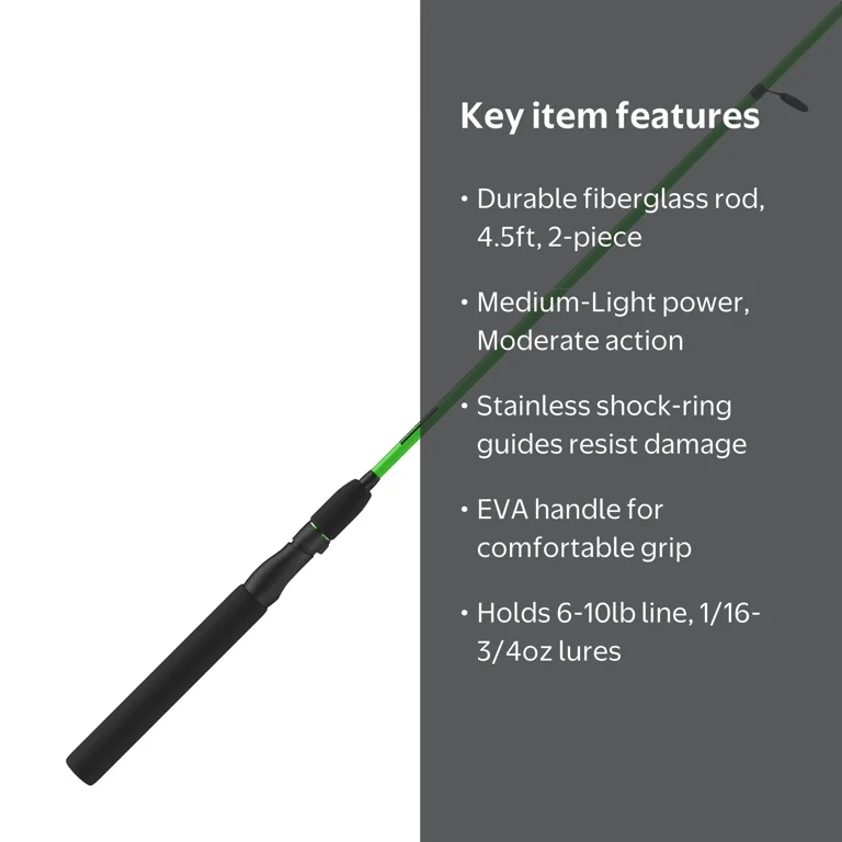 Zebco Hotcast Fiberglass Spinning Fishing Rod, 4-foot 6-inch 2