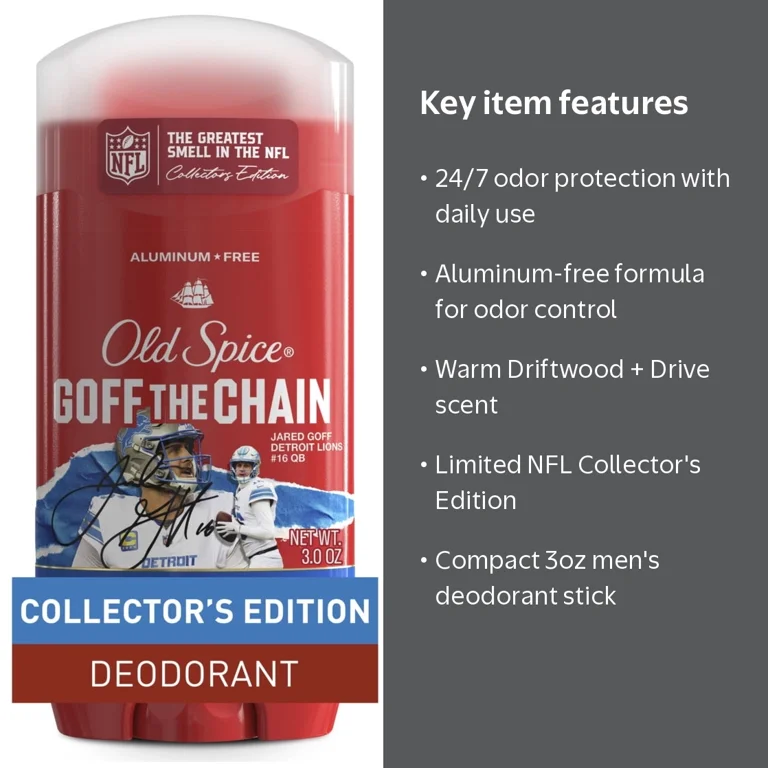 Old Spice Men's Aluminum Free Deodorant, NFL Collection, Goff the