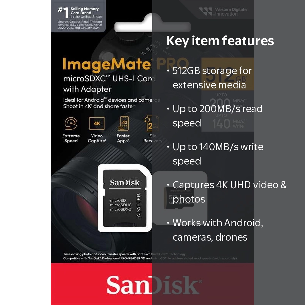 SanDisk 512GB ImageMate Pro microSDXC UHS-1 Memory Card with