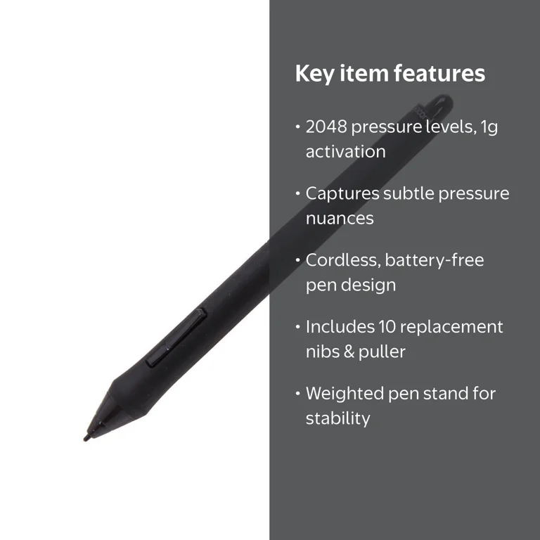 Wacom KP501E2 Grip Pen for Digital Drawing Stylus, Ergonomic