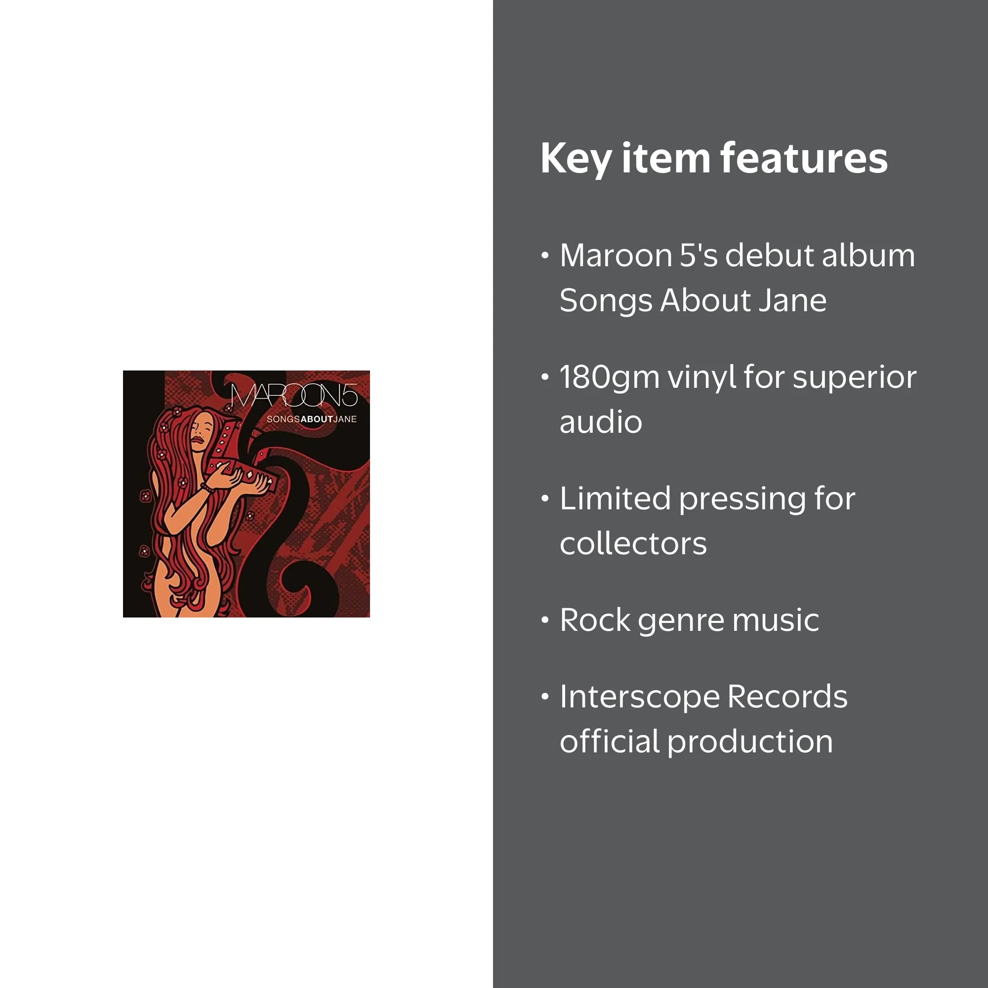 Maroon 5 - Songs About Jane - Rock Music Album - Vinyl LP Record