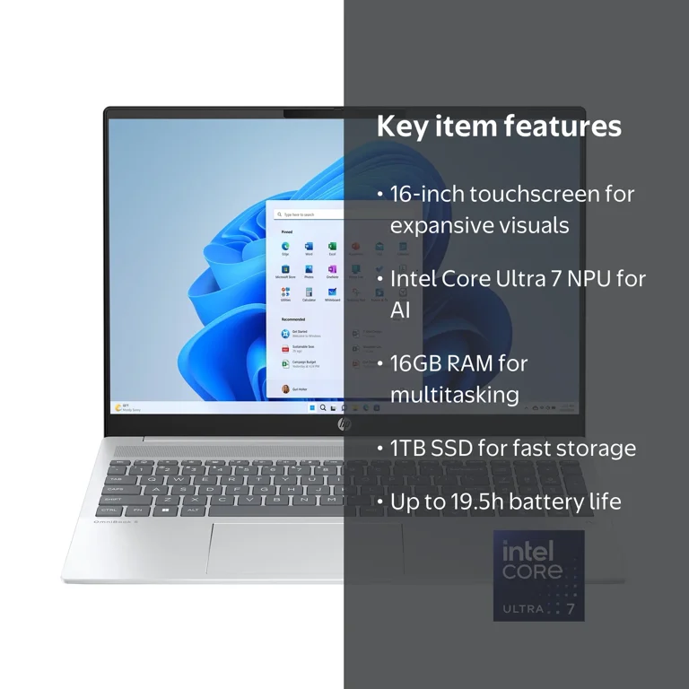 HP Omnibook 5 16 inch Touch Windows 11 Laptop Intel Core Ultra 7