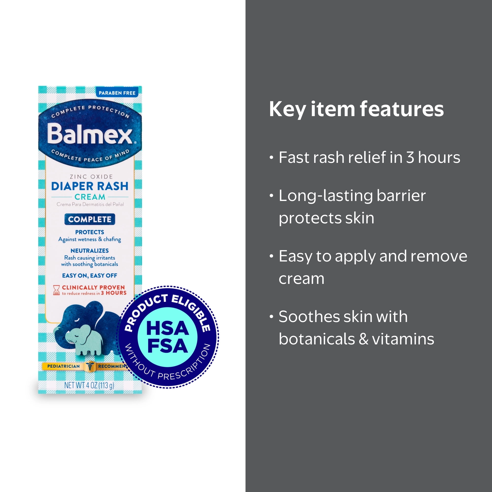 Balmex Complete Protection Baby Diaper Rash Cream with Zinc Oxide