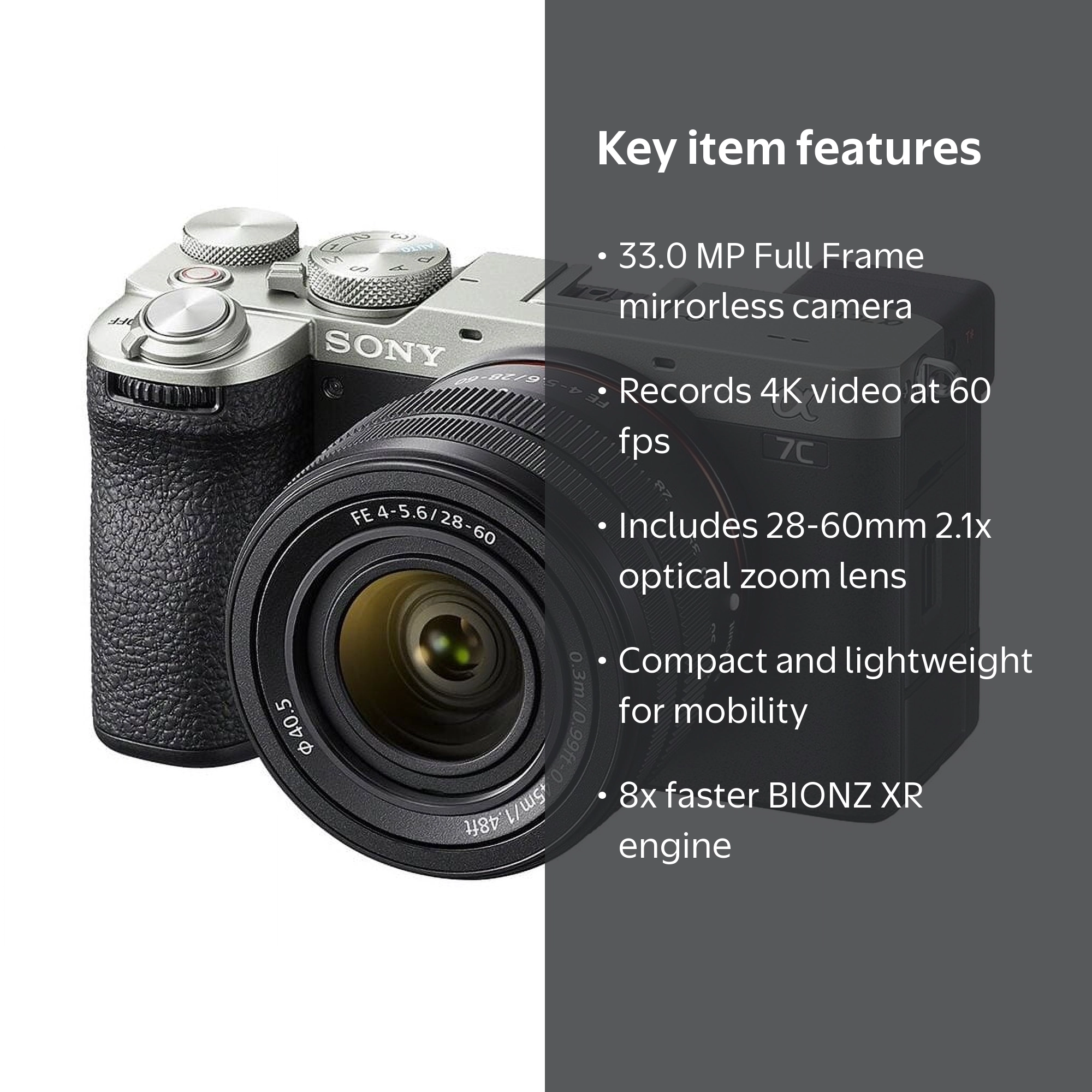 Sony a7C Digital Camera - 33.0 MP, 4K/60 fps, 2.1x Zoom, Wi-Fi