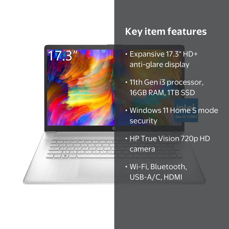 HP Laptop 17.3 Inch HD+ Display, 11th Gen Intel Core i3 Processor