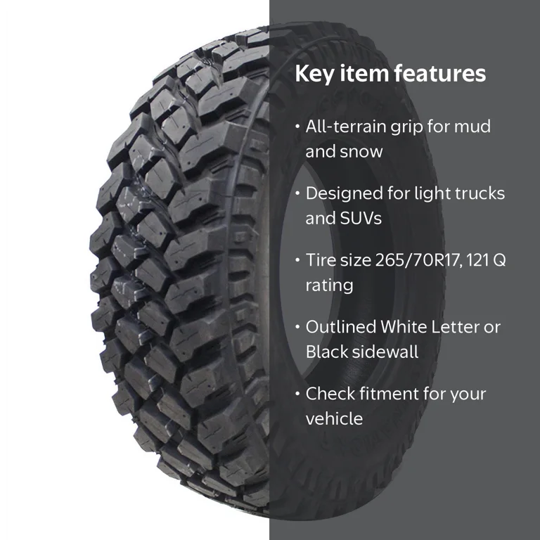 FIRESTONEフロントリアタイヤセット Firestone Destination M/T2 265/70R17 121 Q Tire - Walmart.com