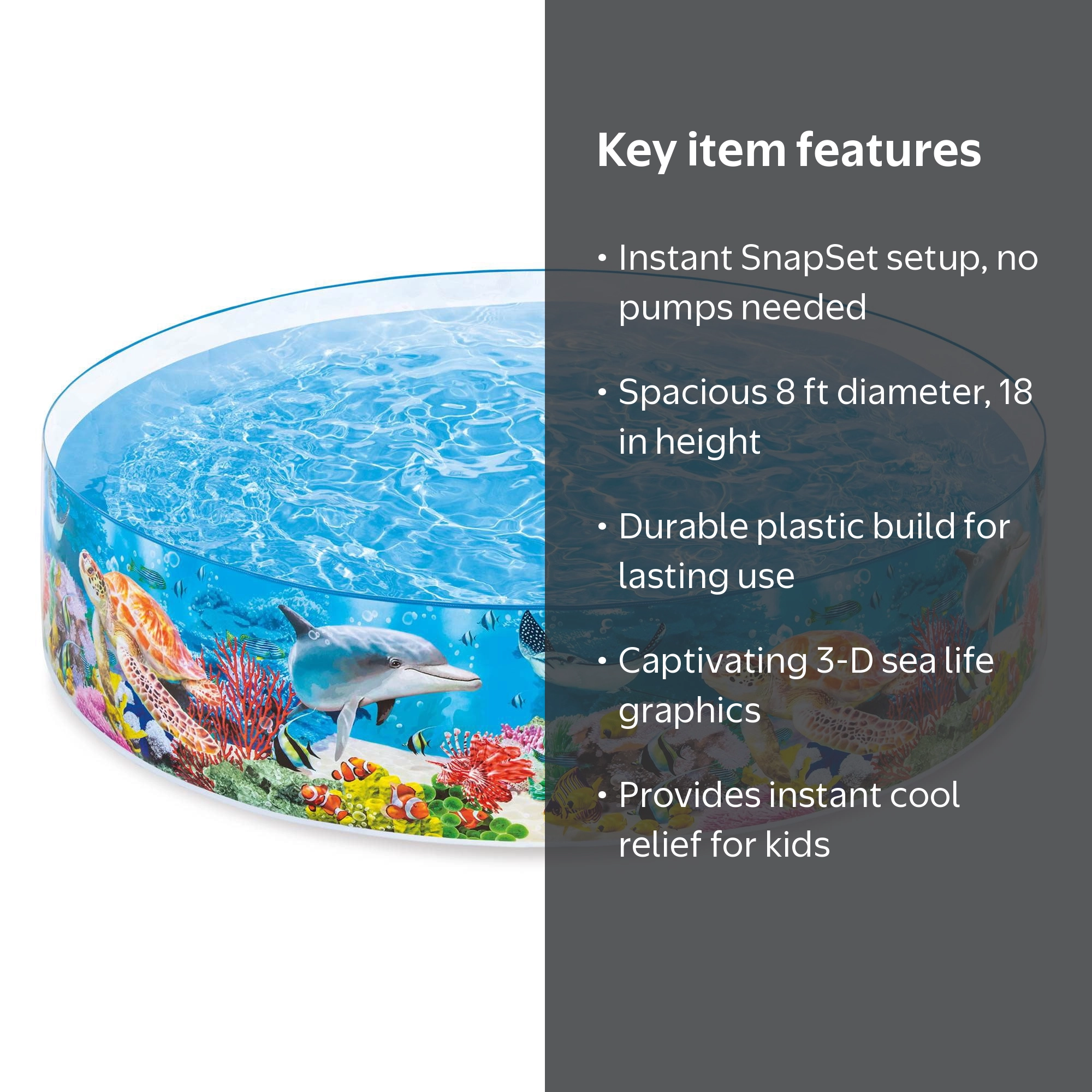 Intex, Kiddie Pool, 8ft x 18in, Deep Sea Blue, SnapSet - Walmart.com