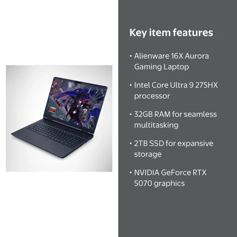 New without box) Alienware 16X Aurora Gaming Laptop - Intel Core