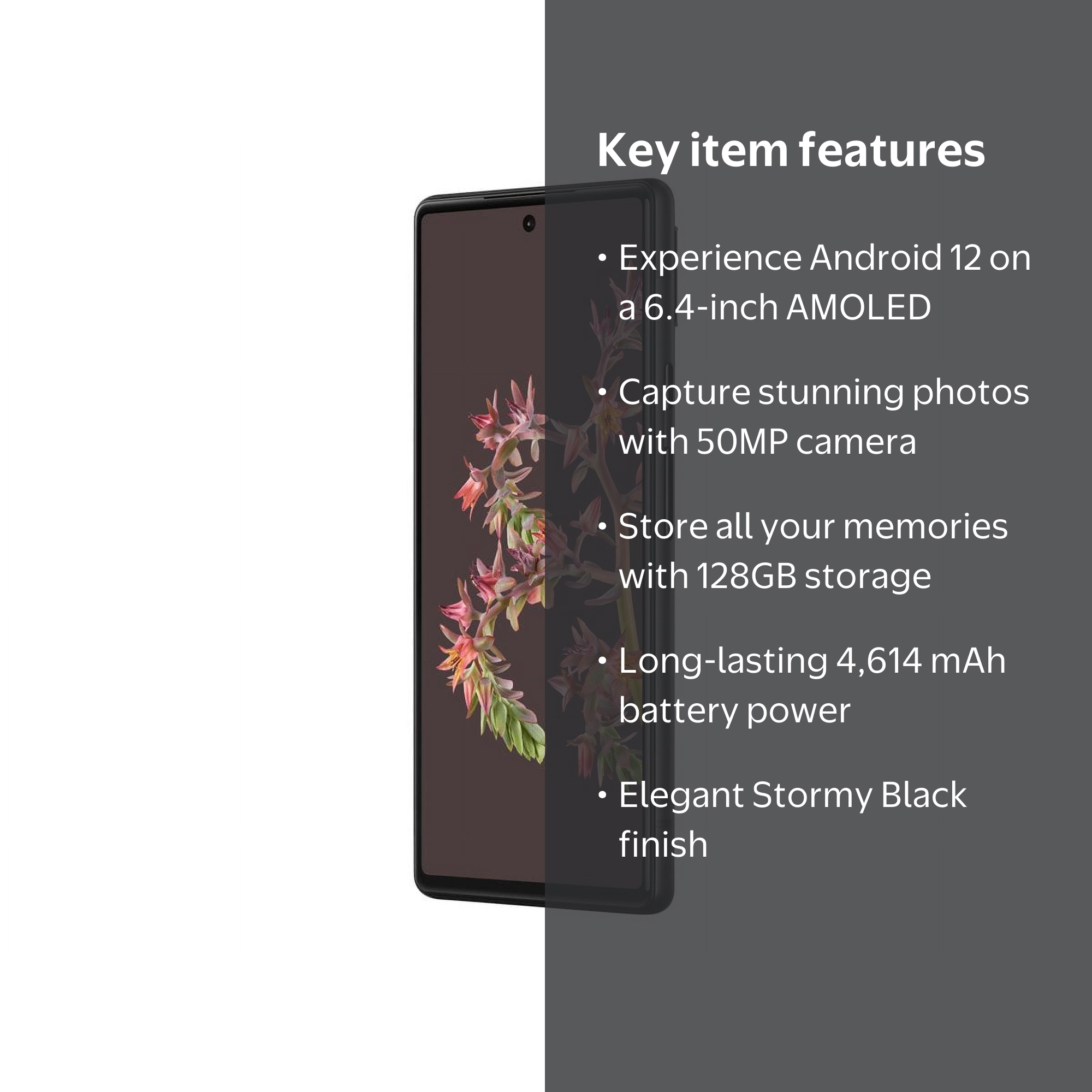 New Google Pixel 6 128GB Cell Phone, Stormy Black, Android 12, 6.4