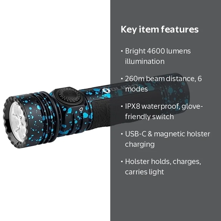 Olight Seeker 4 Pro Rechargeable Flashlight, 4600 Lumens LED with