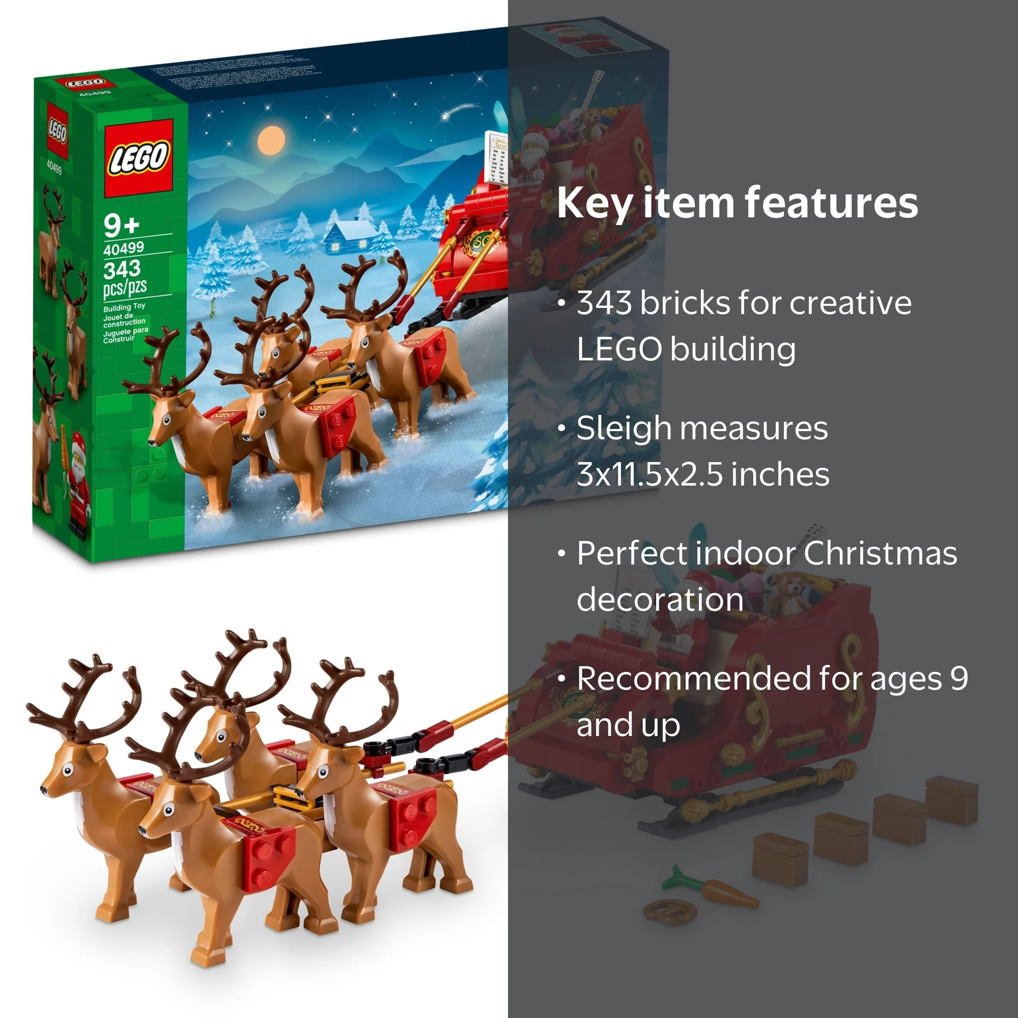 LEGO Santa's Sleigh Building Set, Ages 9+, 40499, Indoor Christmas