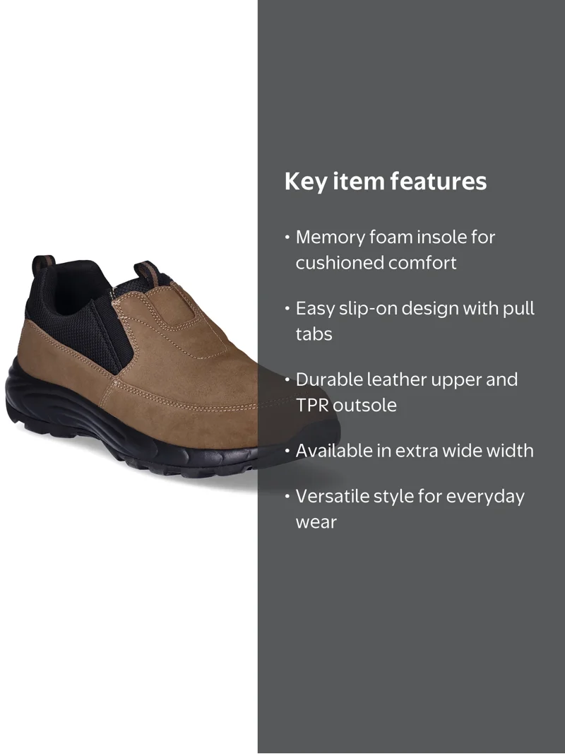 George Men's Memory Foam Leather Slip-On Casual Shoes (Wide Width