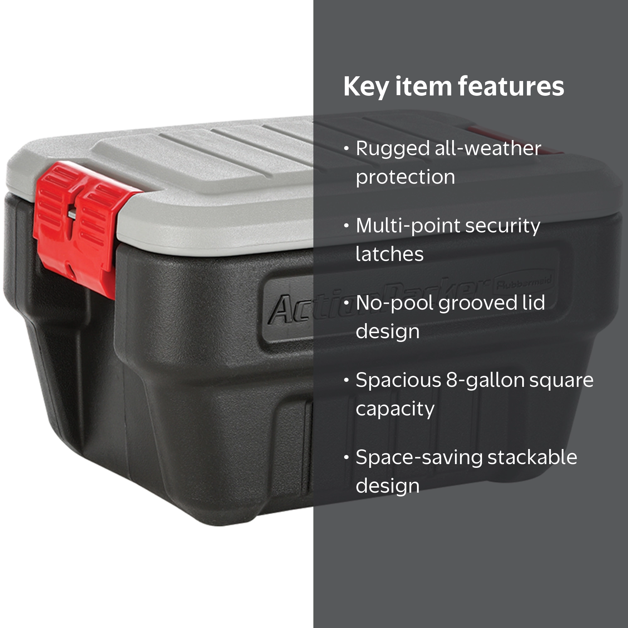  Runs BACK PACKER 8.0 #3−4 Rubbermaid 8 Gallon Action Packer Storage Bin, Heavy Duty Plastic