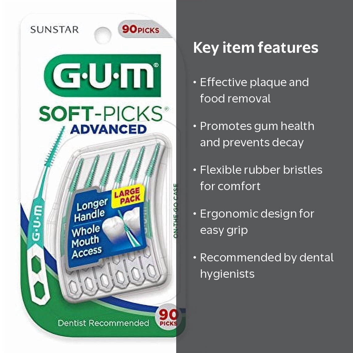 GUM Soft-Picks Advanced, Interdental Flexible Soft Picks, 90 Count
