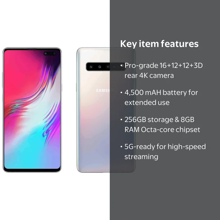 Samsung Galaxy S10 5G Silver 256GB Unlocked - Grade A, 6.7-inch