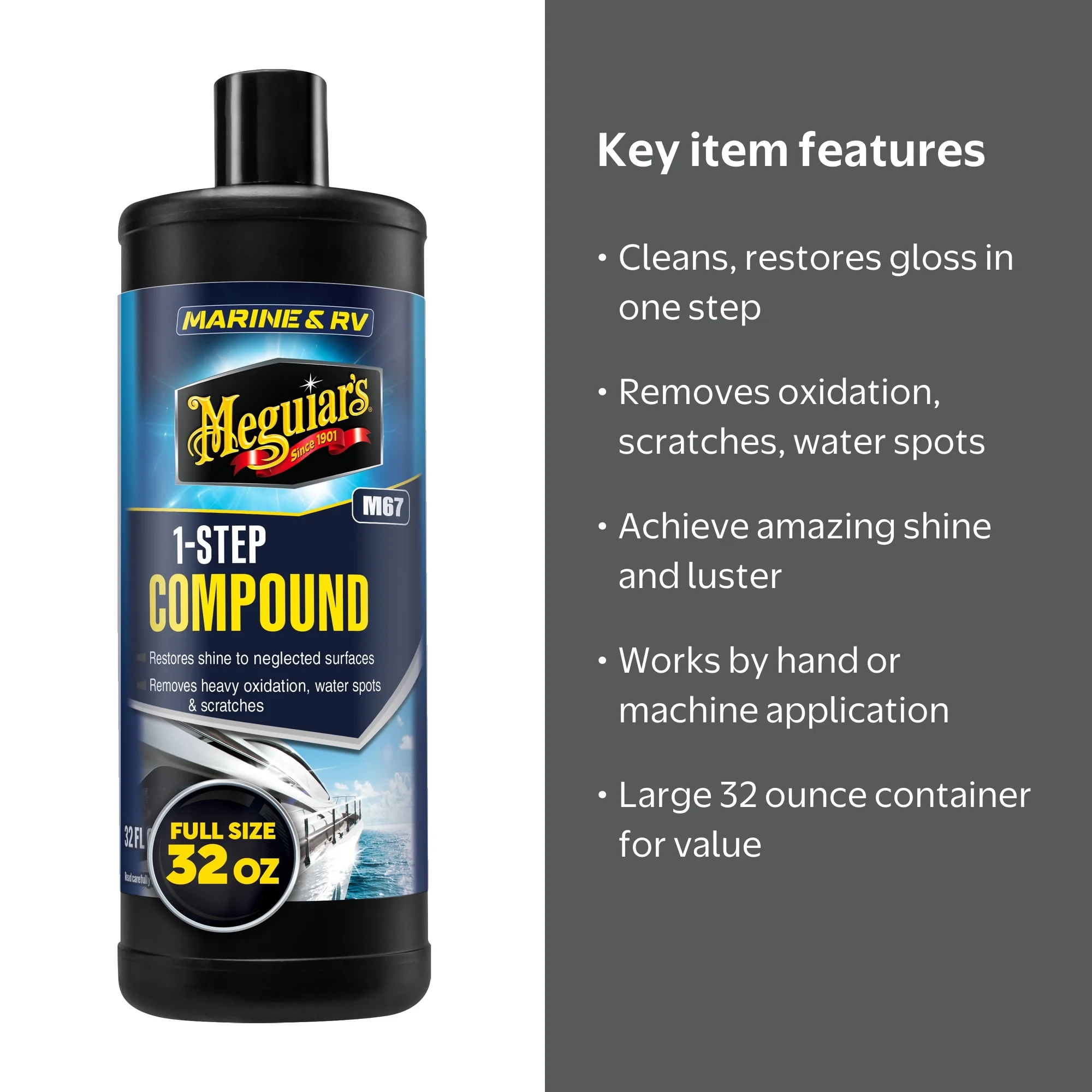 Meguiar's, Marine/RV One Step Compound, M6732, 32 Oz - Walmart.com