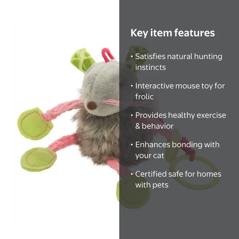 SmartyKat Bouncy Mouse Cat Toy Plush Catnip Dangler for Play