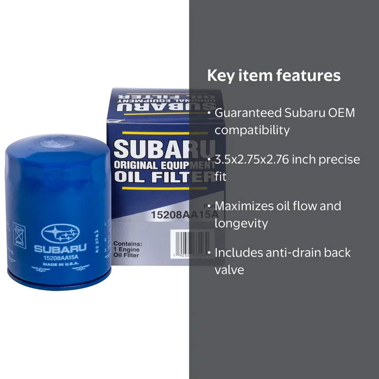 Subaru Engine Oil Filter 15208AA15A Original Equipment, 3.5 Inch