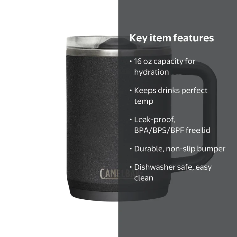 CamelBak, Insulated Stainless Steel Mug, 16oz, Black - Walmart.com