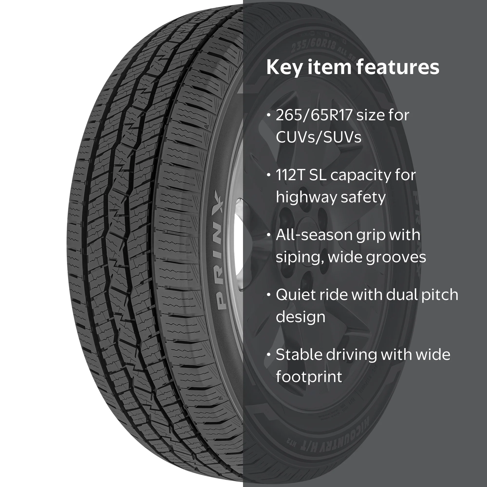 Prinx HiCountry HT2 265/65R17 112T Highway Tire for SUV/Crossover