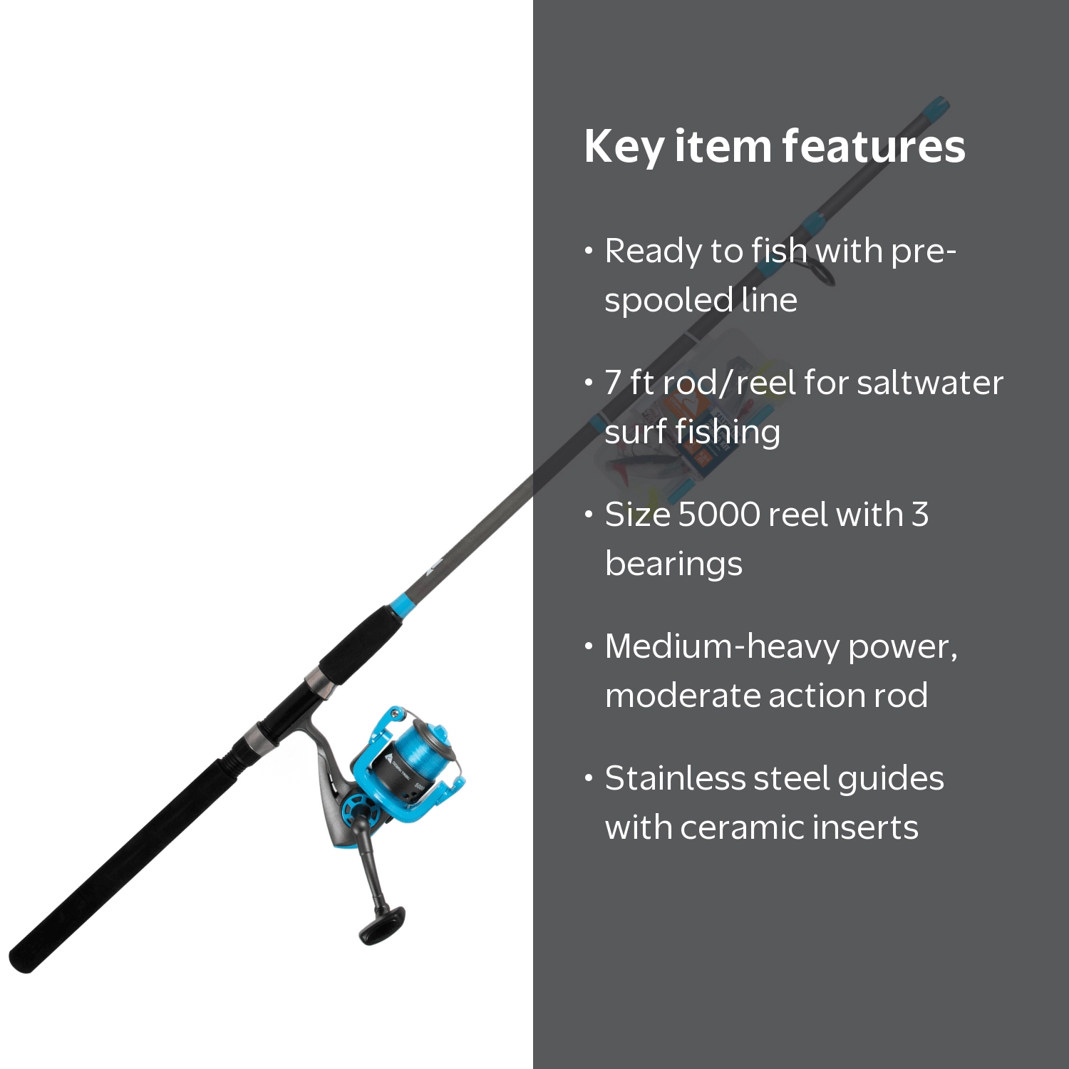 Ozark Trail Stainless Steel 7' Surf Fishing Rod Reel Combo with