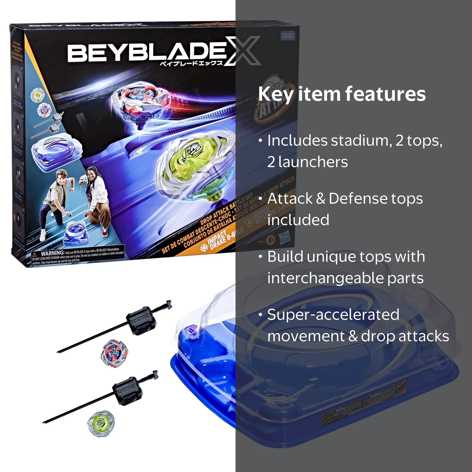 Beyblade, Battle Set, Drop Attack Beystadium, with Top & Launchers
