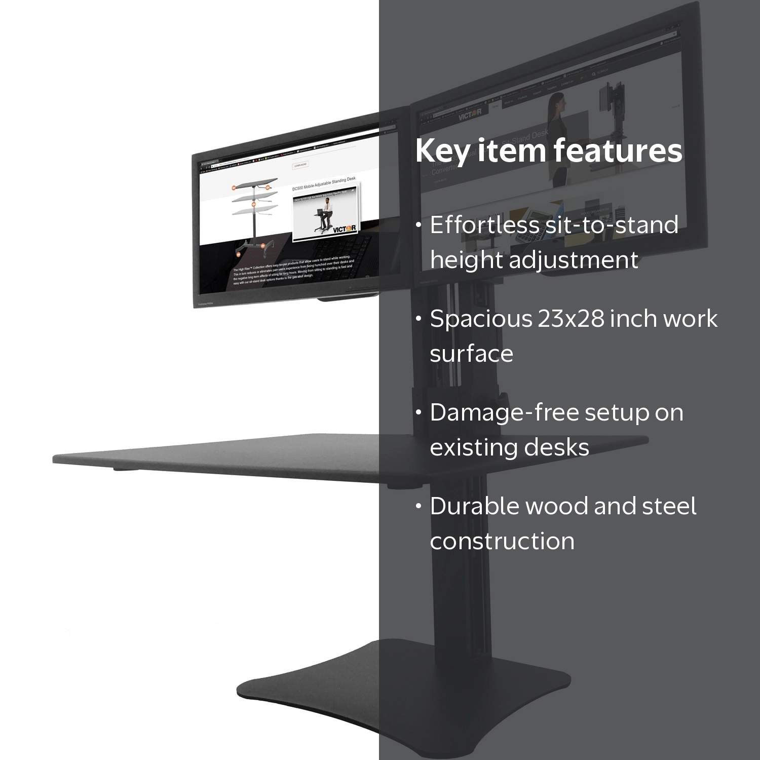 Victor Technology DC350 High Rise Dual Monitor Sit-Stand Desk