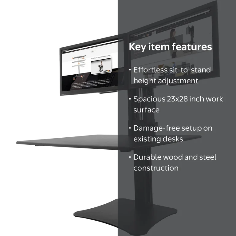 Victor Technology DC350 High Rise Dual Monitor Sit-Stand Desk