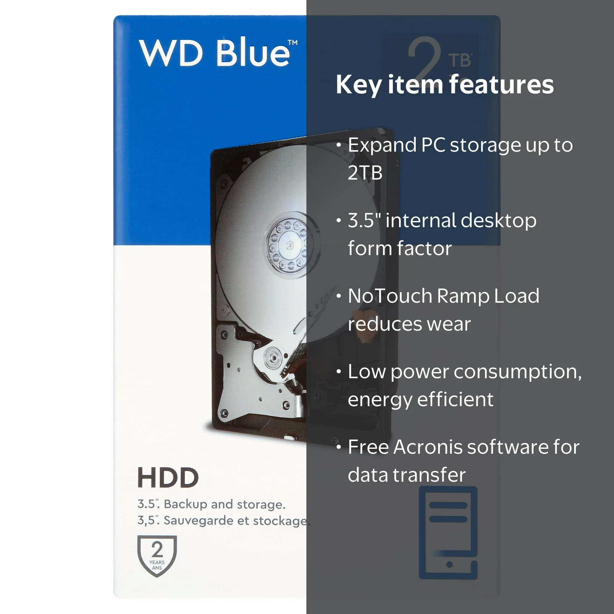 WD Blue 2TB PC Storage HDD - Easy Disk Internal Hard Drive