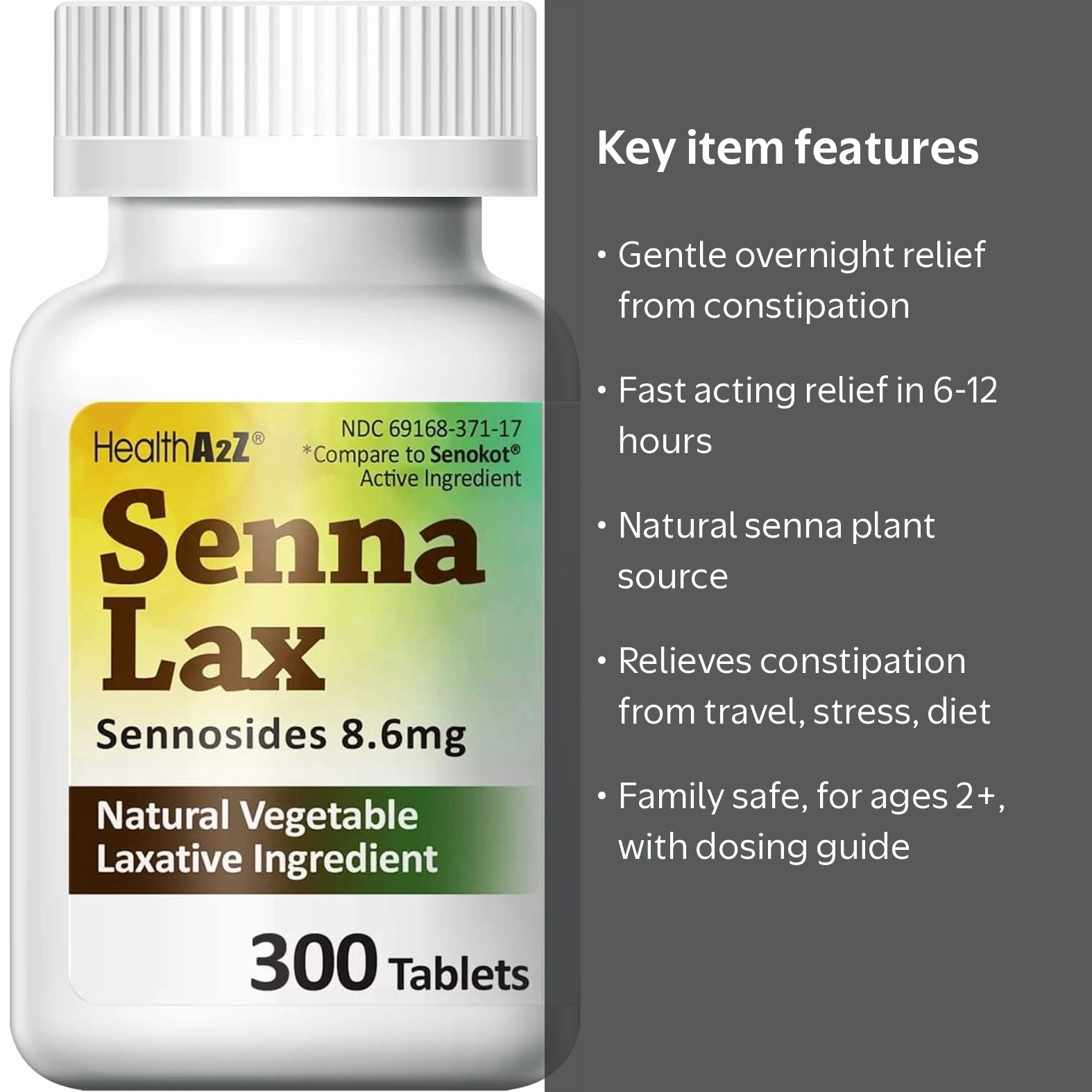 senna、他の方はご購入ご遠慮下さい HealthA2Z® Senna Laxative | 300 Count | Sennosides 8.6mg | Natural