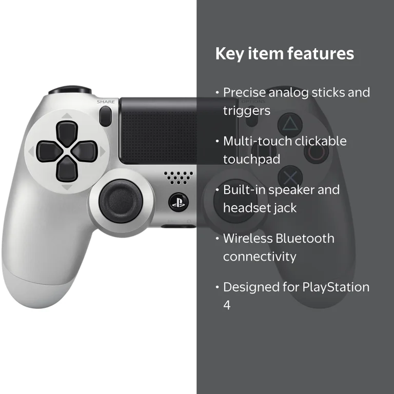 Sony DualShock 4 Wireless Controller for PS4 - Silver, Enhanced