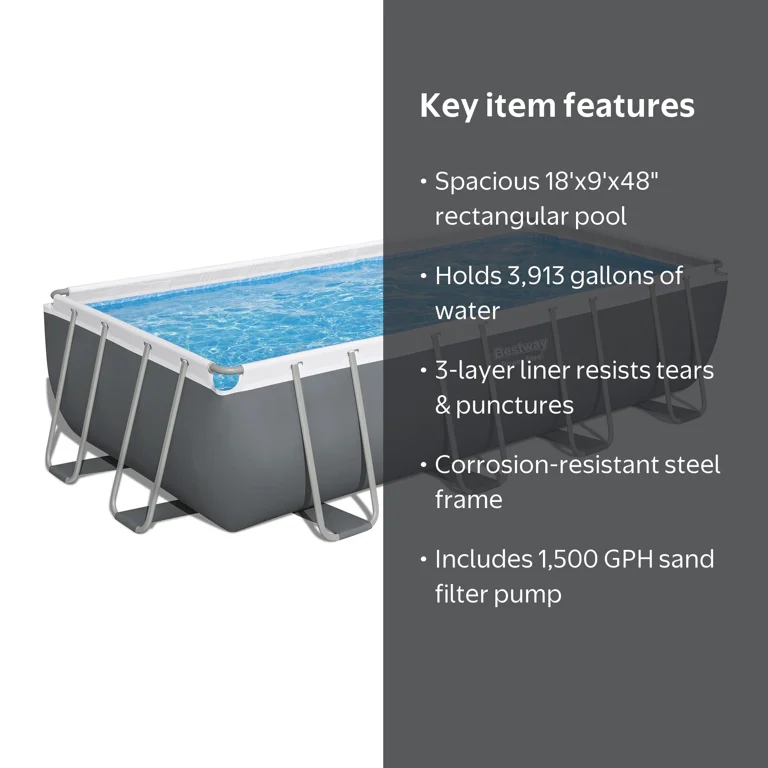 Bestway, Power Steel Above Ground Swimming Pool, 18'x9'x48