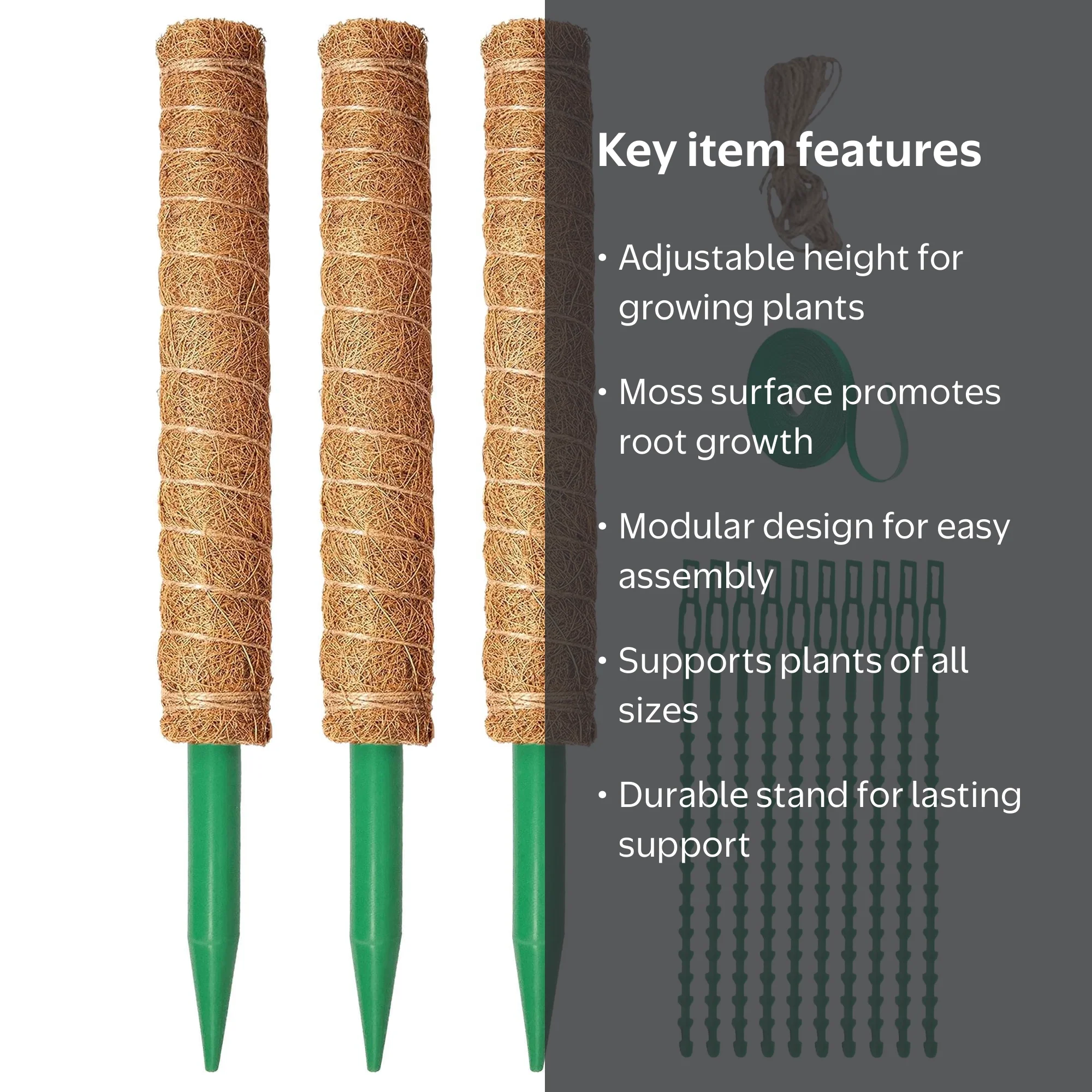 Mainstays Moss Pole Support Kit for Climbing Plants Extendable