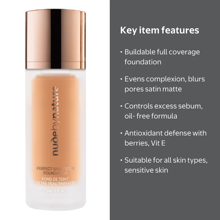 Nude by Nature Perfect Skin Filter Foundation, W8 Classic Tan