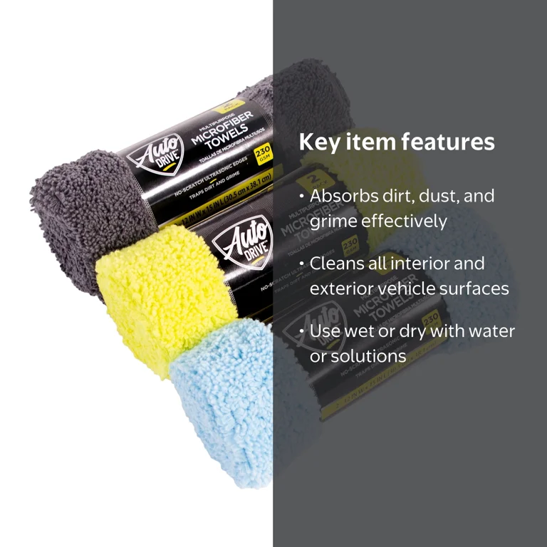 Auto Drive Microfiber Towel 2pk - Soft & Absorbent - Walmart.com