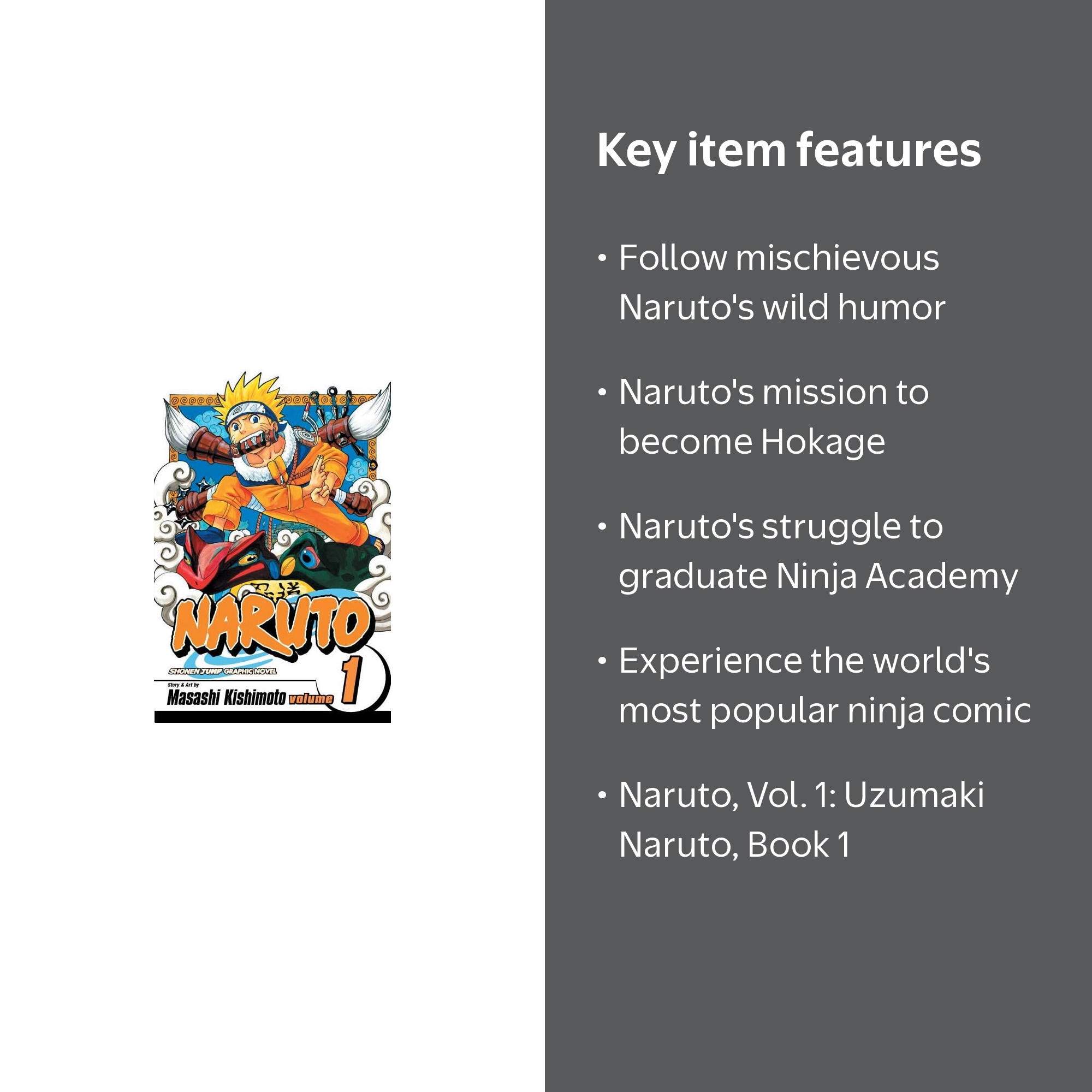 Masashi Kishimoto, Naruto, Vol. 1, Uzumaki Naruto Book 1 - Walmart.com